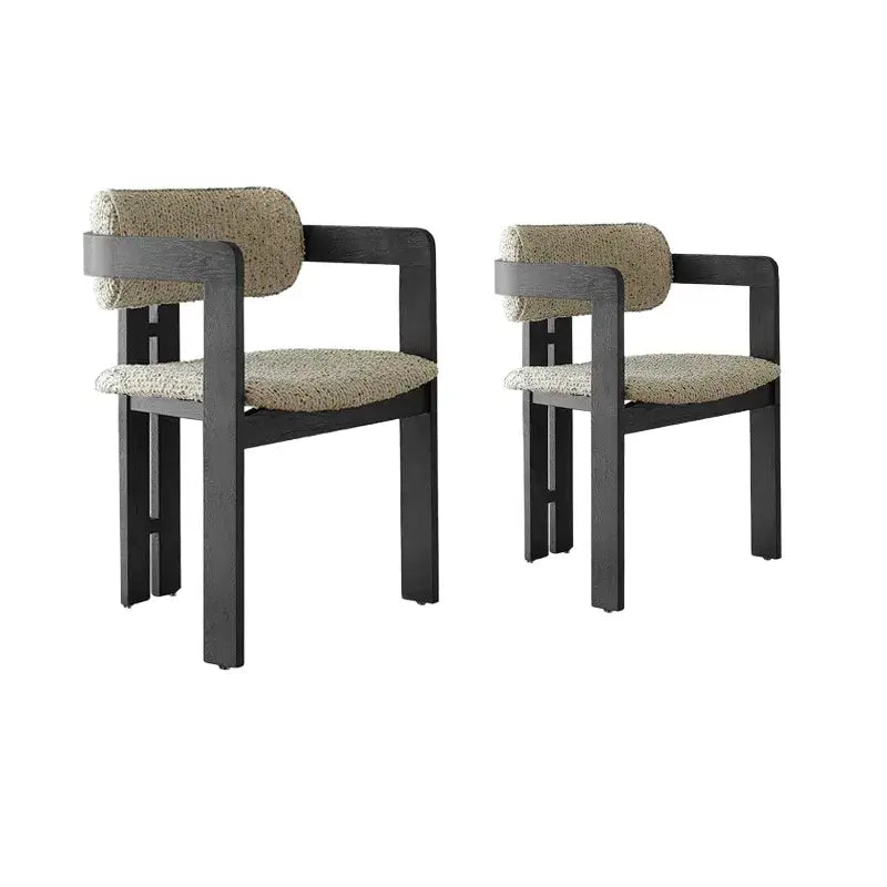 Vintage Wood Dining Chair With Hand-Finished Ash Frame and Textured Upholstery