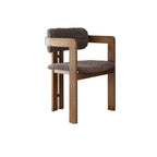 Vintage Wood Dining Chair With Hand-Finished Ash Frame and Textured Upholstery