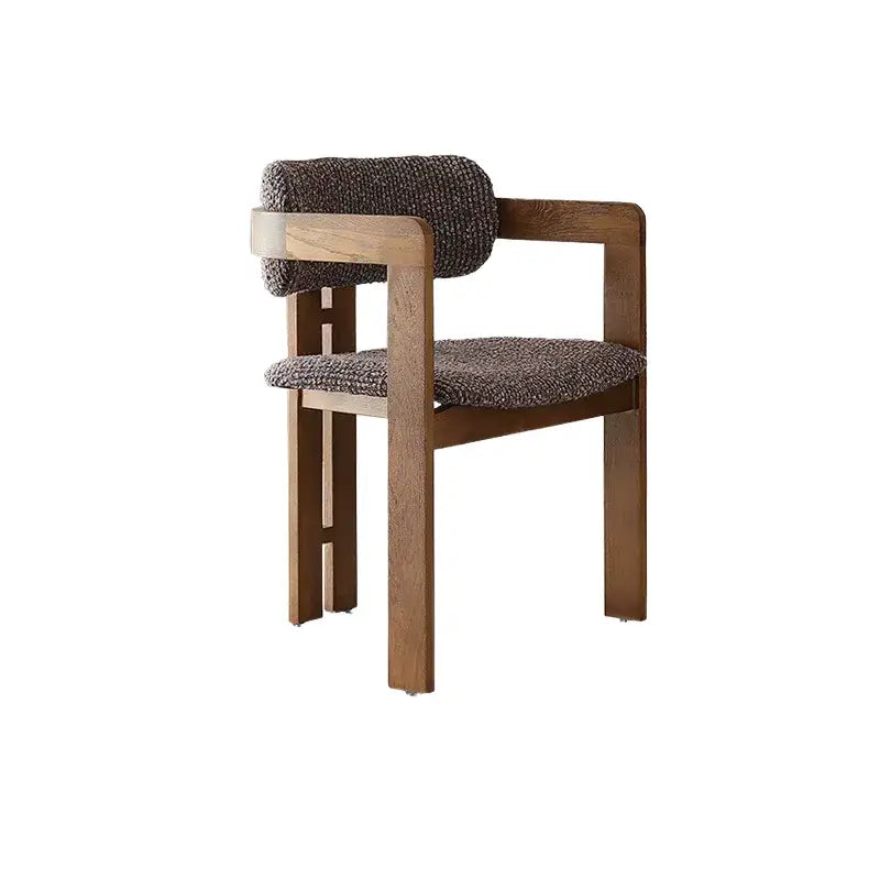 Vintage Wood Dining Chair With Hand-Finished Ash Frame and Textured Upholstery