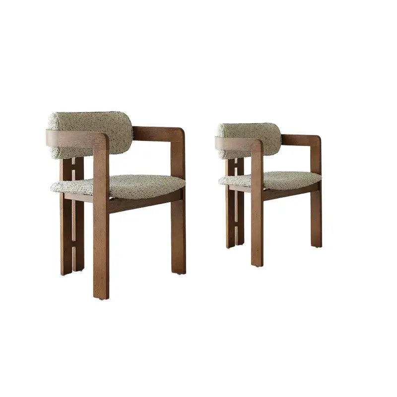 Vintage Wood Dining Chair With Hand-Finished Ash Frame and Textured Upholstery