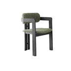 Vintage Wood Dining Chair With Hand-Finished Ash Frame and Textured Upholstery