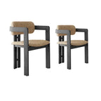 Vintage Wood Dining Chair With Hand-Finished Ash Frame and Textured Upholstery