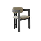 Vintage Wood Dining Chair With Hand-Finished Ash Frame and Textured Upholstery