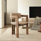 Vintage Wood Dining Chair With Hand-Finished Ash Frame and Textured Upholstery Main Product Image