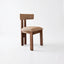 Vintage Wood Dining Chair with Sculptural Back and Linen Upholstery