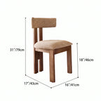 Vintage Wood Dining Chair with Sculptural Back and Linen Upholstery Dimensions