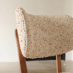 Vintage Wood Dining Chair with Sculptural Curved Back and Textured Monet Fabric