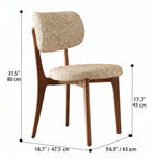 Vintage Wood Dining Chair with Sculptural Curved Back and Textured Monet Fabric Dimensions
