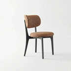 Vintage Wood Dining Chair with Sculptural Curved Back and Textured Monet Fabric