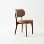 Vintage Wood Dining Chair with Sculptural Curved Back and Textured Monet Fabric