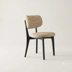 Vintage Wood Dining Chair with Sculptural Curved Back and Textured Monet Fabric