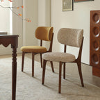 Vintage Wood Dining Chair with Sculptural Curved Back and Textured Monet Fabric Main Product Image