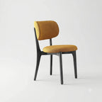 Vintage Wood Dining Chair with Sculptural Curved Back and Textured Monet Fabric