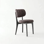 Vintage Wood Dining Chair with Sculptural Curved Back and Textured Monet Fabric