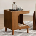 Vintage Wood Side Table with Pet Nook, Multifunctional Coffee Table Nightstand