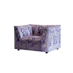 Violet Tapestry Floral Accent Chair with Italian Vintage Curved Silhouette