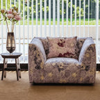 Violet Tapestry Floral Accent Chair with Italian Vintage Curved Silhouette Main Product Image
