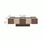 Wabi-Sabi Checkerboard Coffee Table with Travertine Inlay and Sculptural Tapered Base Dimensions