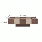 Wabi-Sabi Checkerboard Coffee Table with Travertine Inlay and Sculptural Tapered Base Dimensions