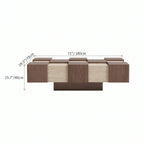 Wabi-Sabi Checkerboard Coffee Table with Travertine Inlay and Sculptural Tapered Base Dimensions