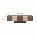 Wabi-Sabi Checkerboard Coffee Table with Travertine Inlay and Sculptural Tapered Base Dimensions