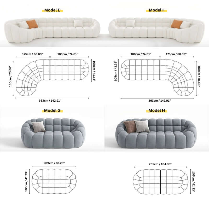 Wabi-Sabi Cloud Sectional Sofa in Sherpa Fleece