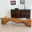 Wabi-Sabi Low Solid Wood Entryway Bench with Sculptural Undulating Form Main Product Image