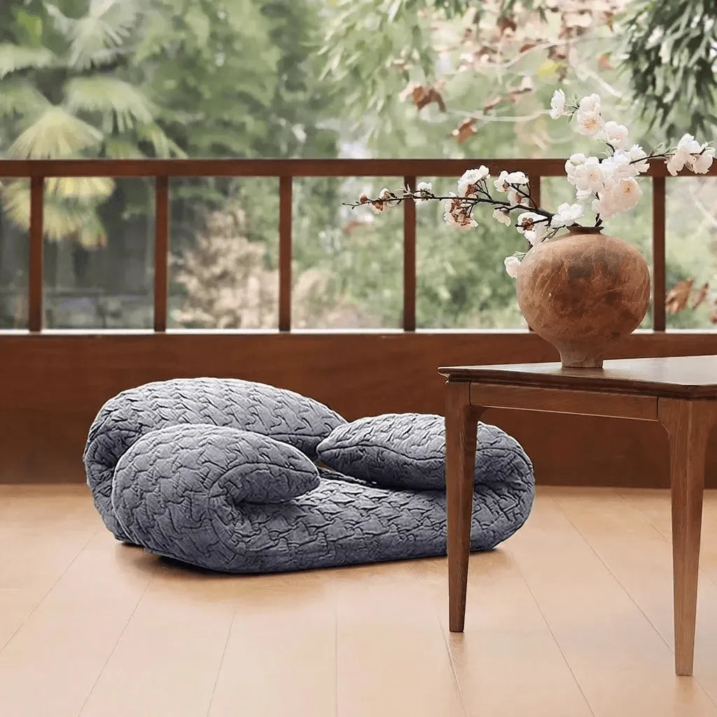Wabi-Sabi Quilted Floor Meditation Chair with Folding Ergonomic Support