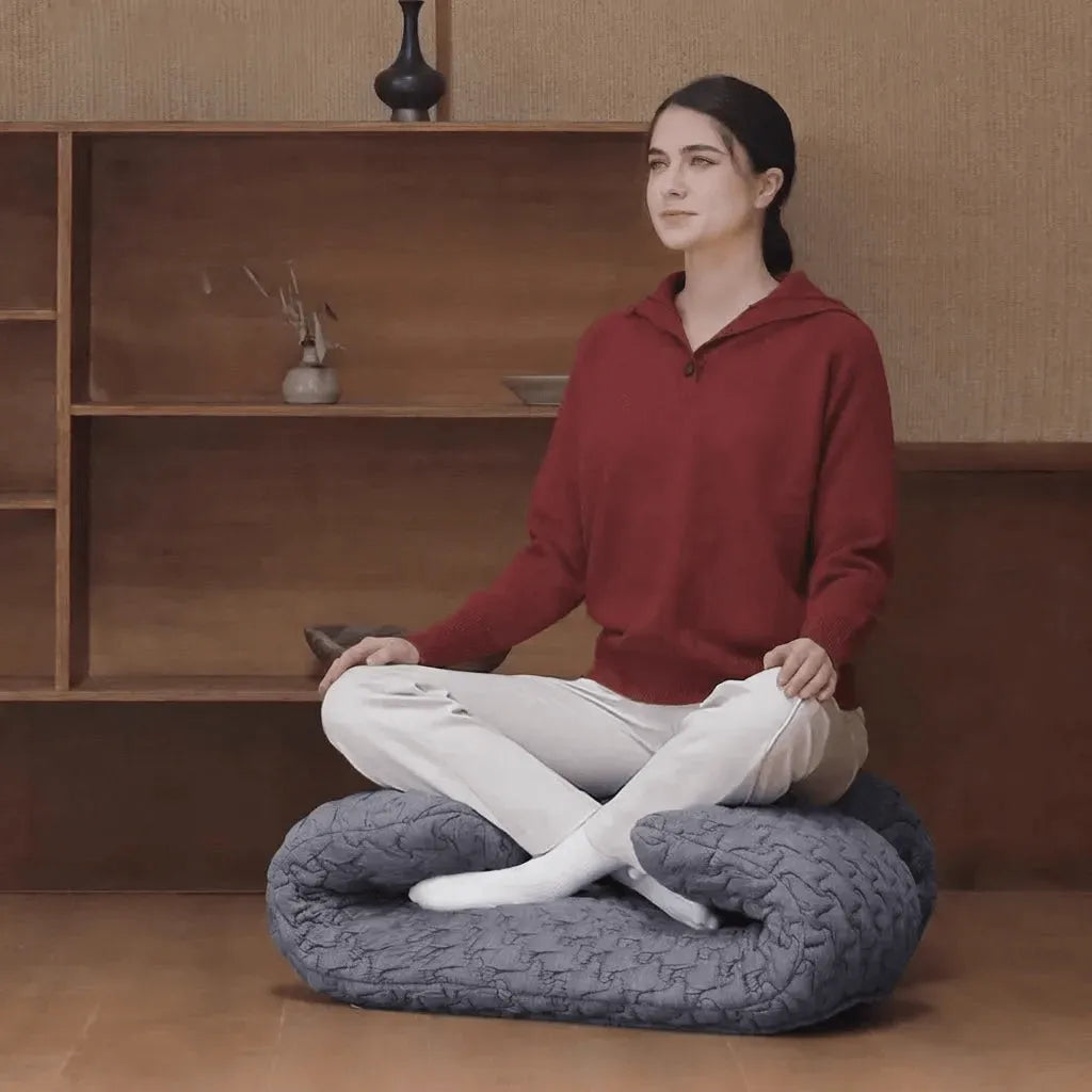 Wabi-Sabi Quilted Floor Meditation Chair with Folding Ergonomic Support Secondary image