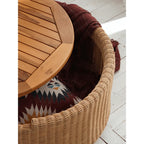 Wabi-Sabi Rattan Coffee Table with Solid Wood Trim and Hidden Storage