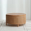 Wabi-Sabi Rattan Coffee Table with Solid Wood Trim and Hidden Storage