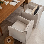 Wabi-Sabi Slipcovered Dining Chair with Casters & Linen Texture