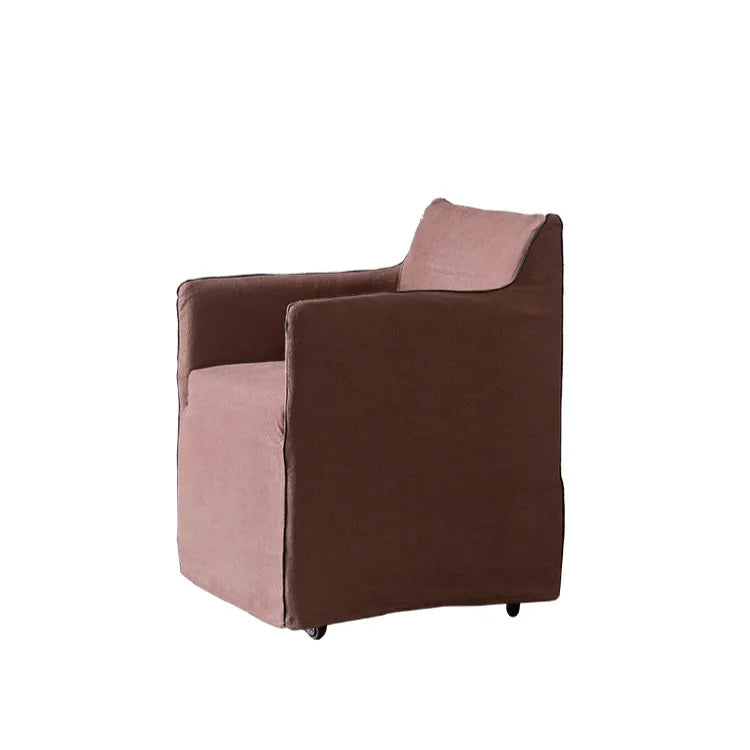 Wabi-Sabi Slipcovered Dining Chair with Casters & Linen Texture