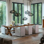 Wabi-Sabi Slipcovered Dining Chair with Casters & Linen Texture