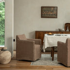 Wabi-Sabi Slipcovered Dining Chair with Casters & Linen Texture