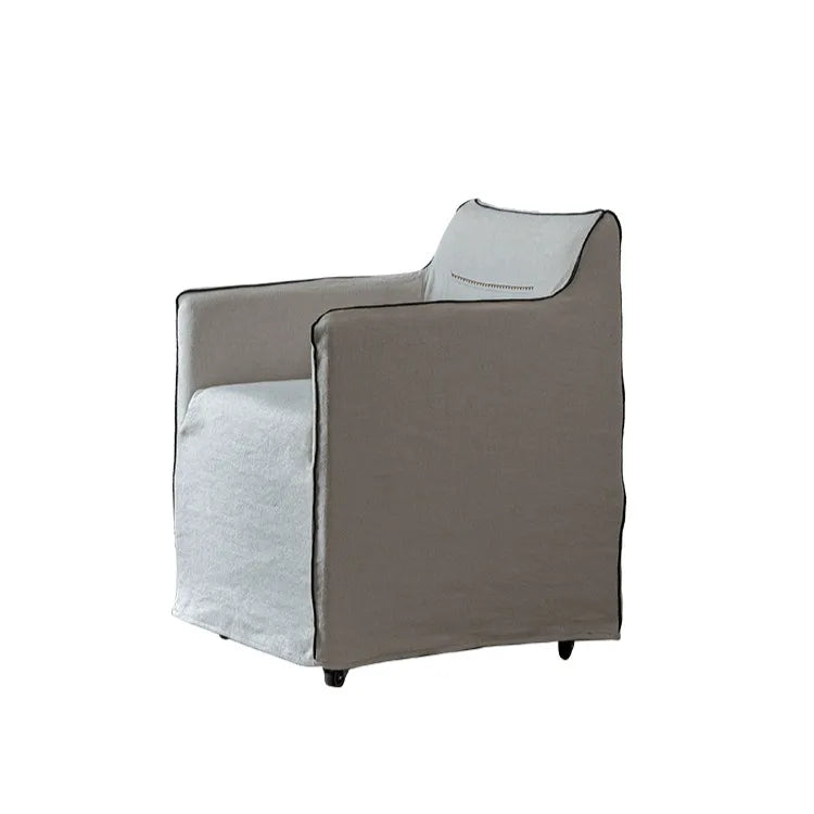 Wabi-Sabi Slipcovered Dining Chair with Casters & Linen Texture