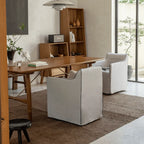 Wabi-Sabi Slipcovered Dining Chair with Casters & Linen Texture