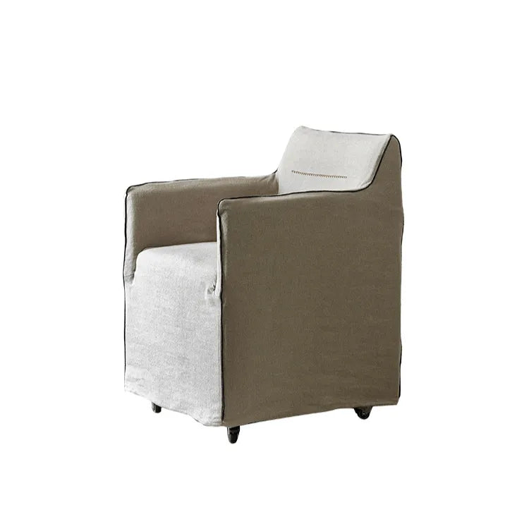 Wabi-Sabi Slipcovered Dining Chair with Casters & Linen Texture