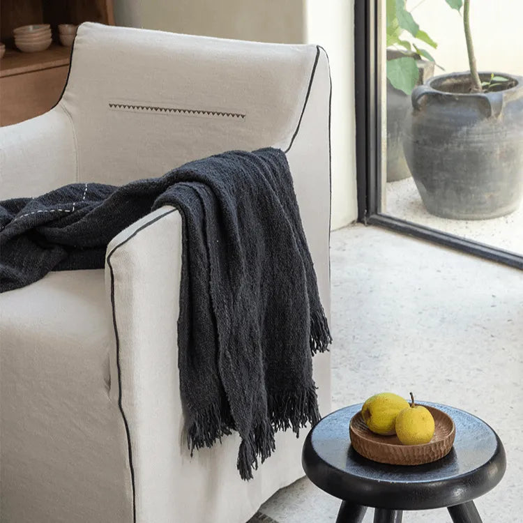 Wabi-Sabi Slipcovered Dining Chair with Casters & Linen Texture