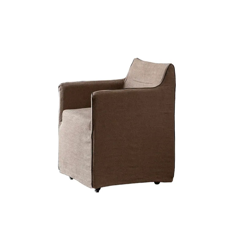Wabi-Sabi Slipcovered Dining Chair with Casters & Linen Texture