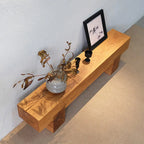 Wabi-Sabi Solid Wood Entryway Bench with Block Base and Hand-Finished Grain