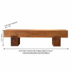 Wabi-Sabi Solid Wood Entryway Bench with Block Base and Hand-Finished Grain Dimensions