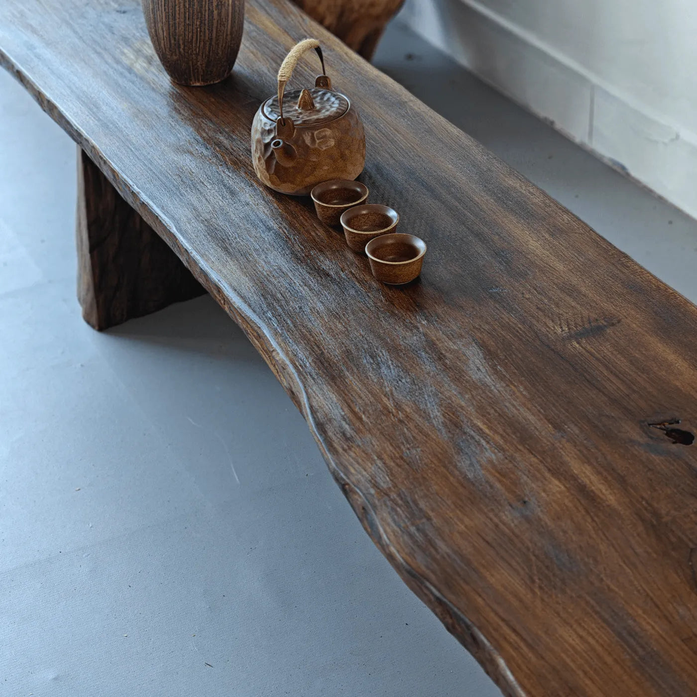 Wabi-Sabi Solid Wood Entryway Bench with Live Edge and Natural Imperfections