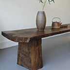 Wabi-Sabi Solid Wood Entryway Bench with Live Edge and Natural Imperfections