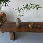 Wabi-Sabi Solid Wood Entryway Bench with Live Edge and Natural Imperfections