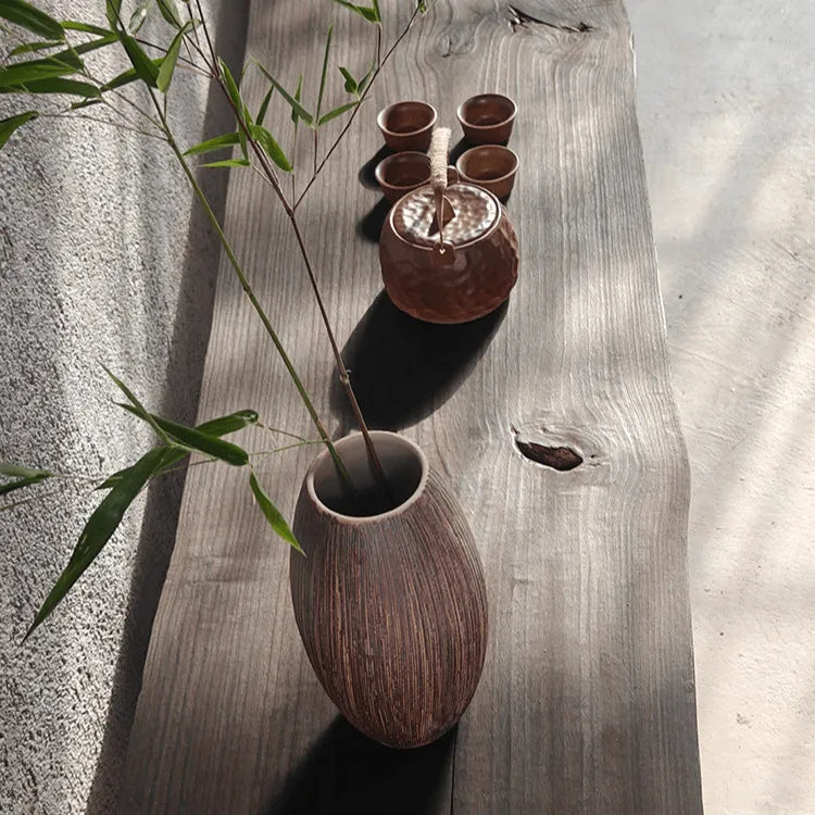 Wabi-Sabi Solid Wood Entryway Bench with Natural Bark Edges