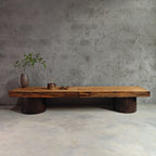 Wabi-Sabi Solid Wood Entryway Bench with Natural Bark Edges