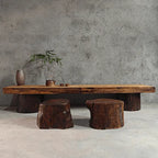 Wabi-Sabi Solid Wood Entryway Bench with Natural Bark Edges