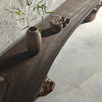 Wabi-Sabi Solid Wood Entryway Bench with Organic Tree Root Base
