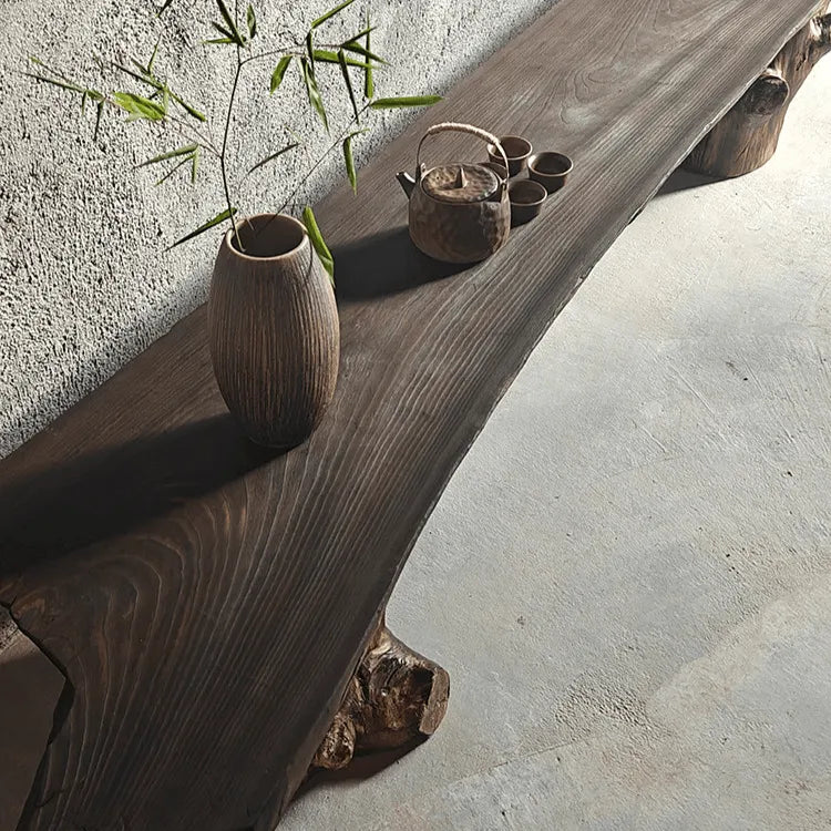 Wabi-Sabi Solid Wood Entryway Bench with Organic Tree Root Base